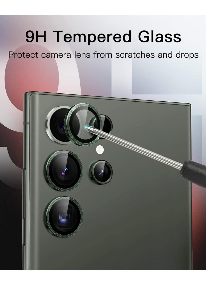 vesus Camera Lens Protector for Samsung Galaxy S23 Ultra 5G 6.8-Inch, 9H Tempered Glass Metal Individual Ring Cover, Easy Installation Tray, HD Clear, Set of 5 (Green) - Image 4