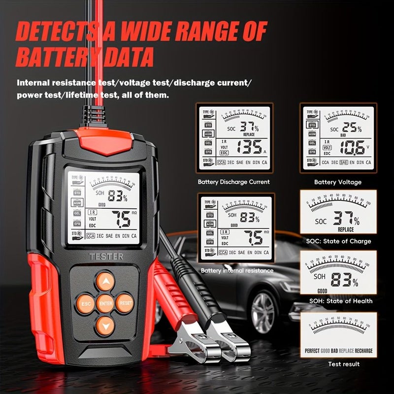Orange FBT200 12V 24V Car Battery Tester Digital Display Lead Acid Internal Resistance Measuring Instrument Motorcycle Battery Analyzer - Image 5