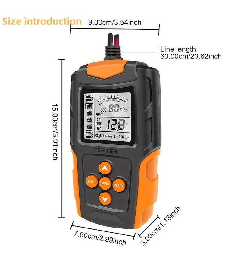 Orange FBT200 12V 24V Car Battery Tester Digital Display Lead Acid Internal Resistance Measuring Instrument Motorcycle Battery Analyzer - Image 3