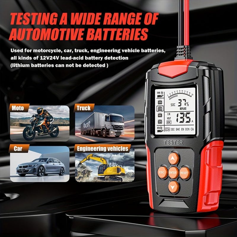 Orange FBT200 12V 24V Car Battery Tester Digital Display Lead Acid Internal Resistance Measuring Instrument Motorcycle Battery Analyzer - Image 1