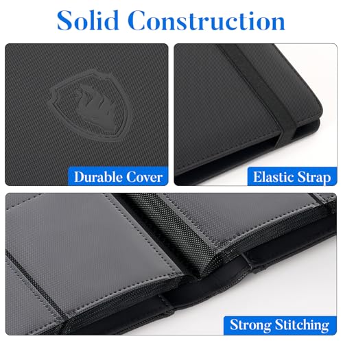 Fabmaker Premium 9 Pocket Card Binder for 540 Cards, Fabmaker PU Cover Trading Card Binder, Sturdy Card Collection Album, Sleek Card Holder Folders for YuGiOh, MTG, TCG, Game Cards & Sports Cards, Black - Image 2