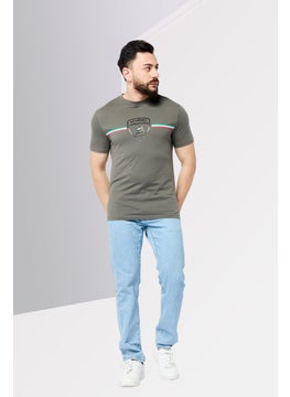 LAMBORGHINI Men Crew Neck Short Sleeves Brand Logo T-Shirt, Grey  - Image 2