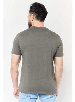 LAMBORGHINI Men Crew Neck Short Sleeves Brand Logo T-Shirt, Grey  - Image 4