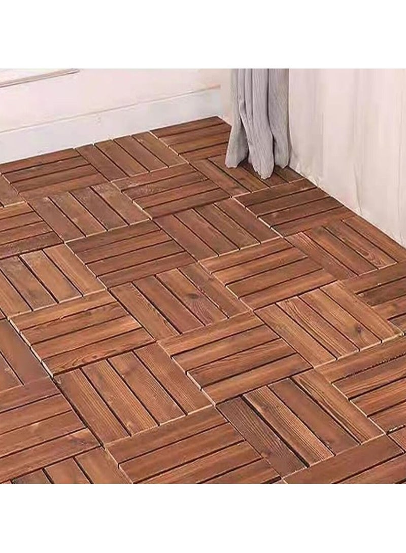 HOME TASTE Hometaste 10 Pieces Interlocking Hardwood Decking Tiles - Wood Flooring For Outdoor Garden, Patio, Balcony, Roof Terrace, And Office - Waterproof, Durable, And Stylish Interlocking Tiles  - Image 3