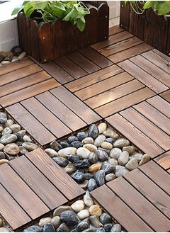 HOME TASTE Hometaste 10 Pieces Interlocking Hardwood Decking Tiles - Wood Flooring For Outdoor Garden, Patio, Balcony, Roof Terrace, And Office - Waterproof, Durable, And Stylish Interlocking Tiles 