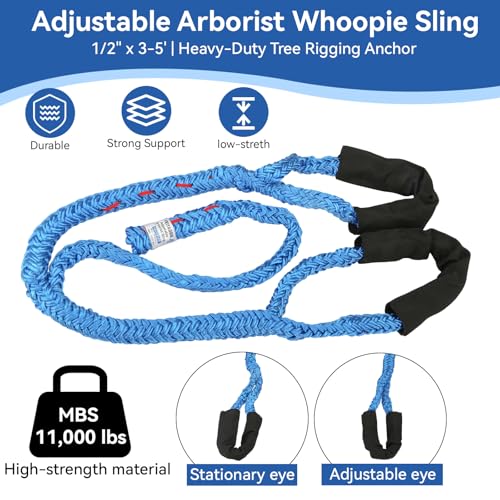 Feiyagoo Arborist Whoopie Sling - 1/2" x 3-5' Adjustable Rigging Sling, Anchor for Port A Wrap - Image 3