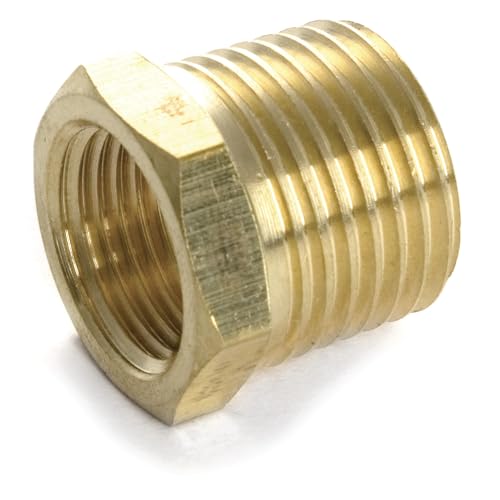 Performance Tool M487 - Brass Adapter Fitting, 3/8-Inch NPT Female to 1/2-Inch NPT Male, Durable and Reliable Connector for Air Systems - Image 1
