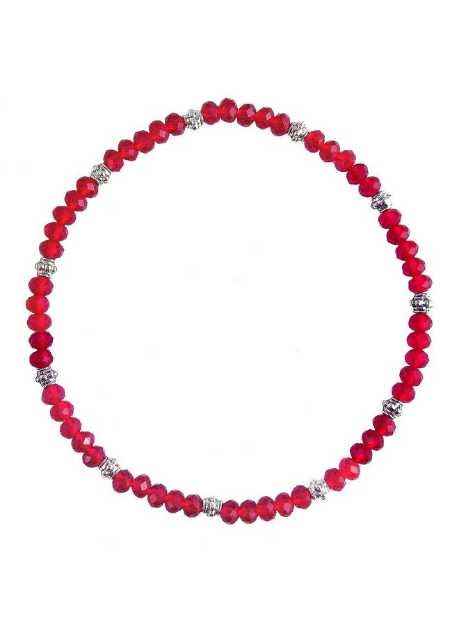 A-Ha Stretch Bead Ankle Bracelet Anklet - Red (A115) - Image 1