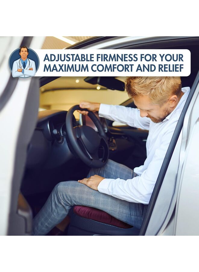 Donut Pillow - 18" Inflatable Donut Cushion for Tailbone Pain Relief - Donut Pillow Seat Cushion for Hemorrhoids, Bed Sores, Prostatitis - Gray Flannel & Vinyl - Image 3