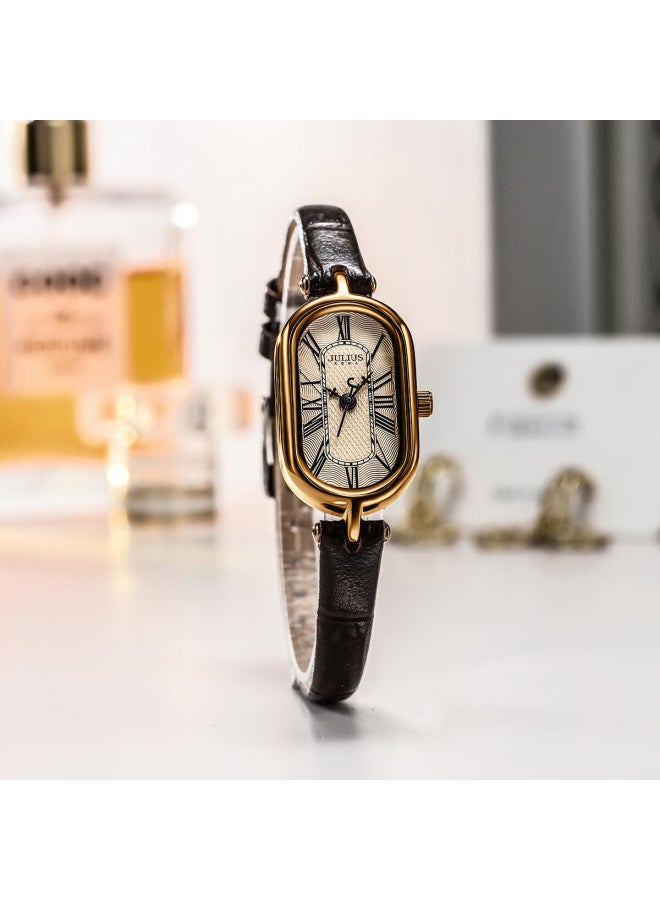 Julius Women's Watch - Oval Vintage Quartz Student Watch, Luxury Niche Design, Women's Day Gift - Image 4