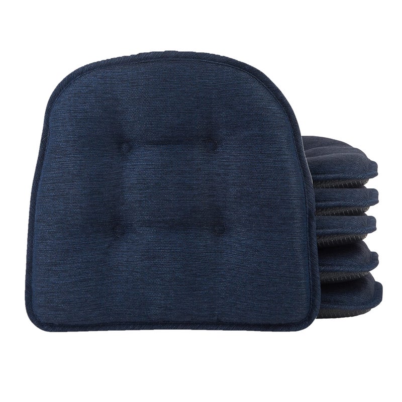 Klear Vu Omega NonSlip Chair Cushions Assembled in USA UShaped SkidProof Seat Pads for Dining Room Kitchen Office 15x16 6 Pack Solid Indigo Blue 6 Count