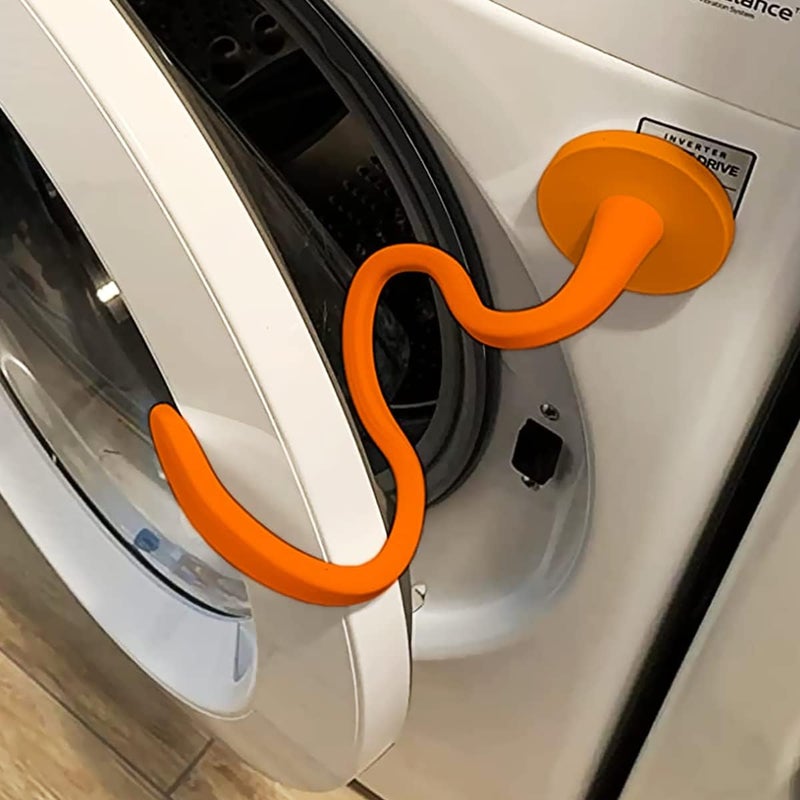eHuangTools Front Load Washer Door Prop and Stopper - Magnetic Washing Machine Door Holder with 2.6-Inch Magnet Base, Removable Flexible Washer Door Stopper Keep Washer Door Open to Prevent Odors (Orange) - Image 1