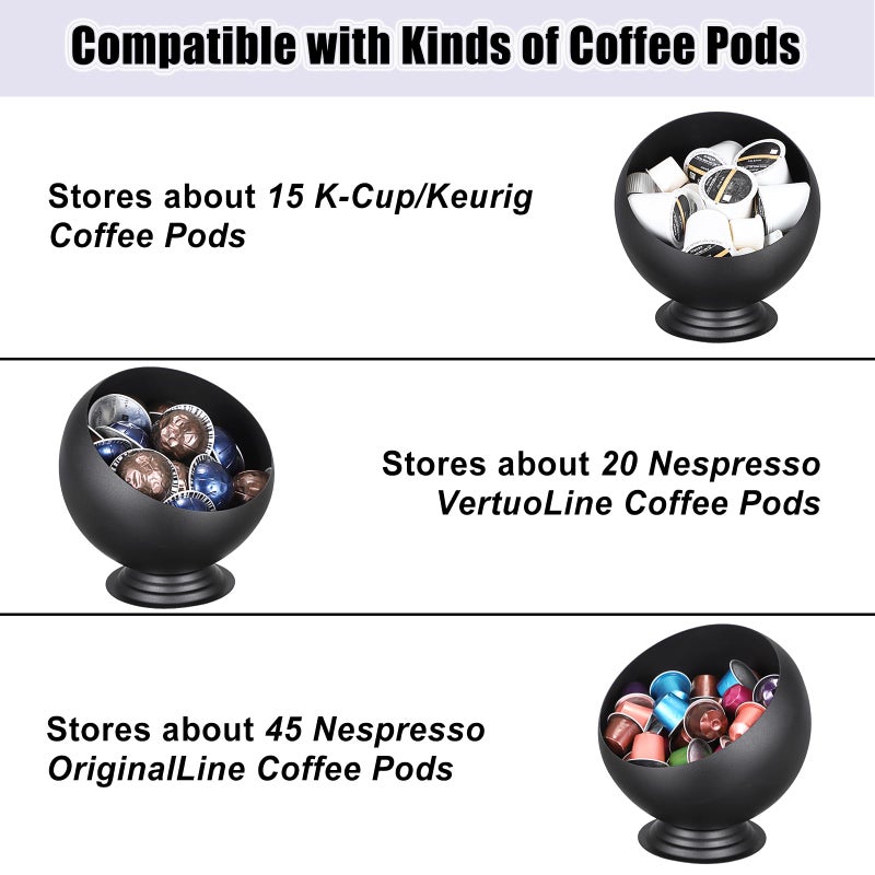 ELLDOO Coffee Pod Holder, Black Metal Coffee Pod Storage for K Cup Nespresso Vertuo Keurig, Creamer Organizer Candy Bowl Fruit Snacks Jar for Countertop Kitchen Breakroom - Image 3