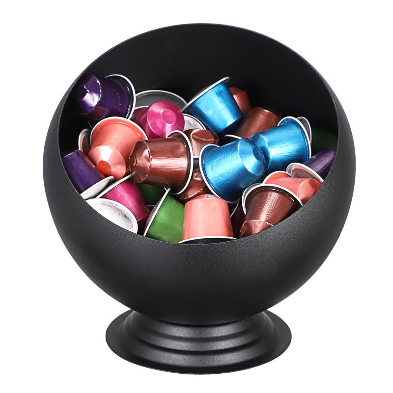 ELLDOO Coffee Pod Holder, Black Metal Coffee Pod Storage for K Cup Nespresso Vertuo Keurig, Creamer Organizer Candy Bowl Fruit Snacks Jar for Countertop Kitchen Breakroom - Image 1