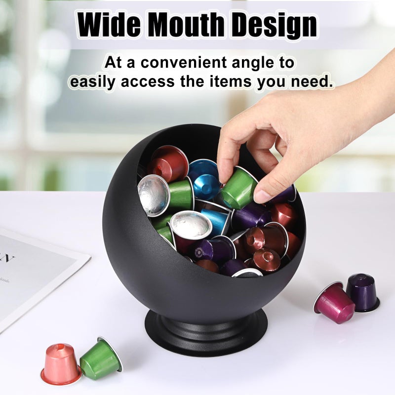 ELLDOO Coffee Pod Holder, Black Metal Coffee Pod Storage for K Cup Nespresso Vertuo Keurig, Creamer Organizer Candy Bowl Fruit Snacks Jar for Countertop Kitchen Breakroom - Image 4