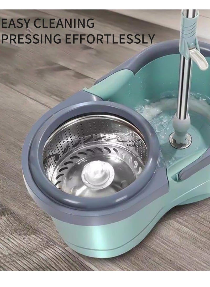 Festive Gallery Spin Mop For Floor Cleaning Stainless Steel Mop and Bucket With Telescopic Handle Hands Free Wringing Floor Mop With 6L Large Capacity and Reusable Refills For Home Office . (Aqua Green) 46 x 26 x 24 cm - Image 3