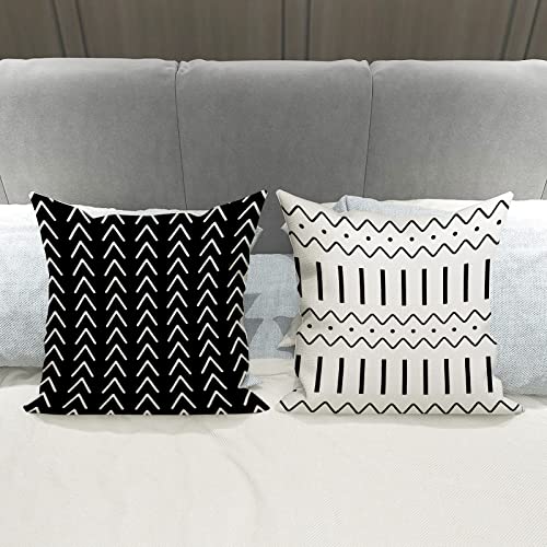 YCOLL Pillow Covers 18x18 Set of 4, Modern Sofa Throw Pillow Cover, Decorative Outdoor Linen Fabric Pillow Case for Couch Bed Car, Black - Image 4