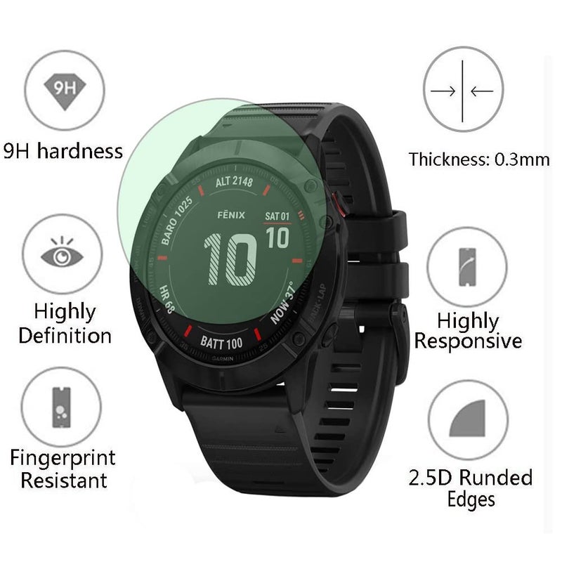 Watch Screen Protector (3+2 Pack) Compatible for Garmin Fenix 6 pro/Fenix 6,Tempered Glass Film Anti-Scratch High Definition Full Coverage and Soft TPU Protective Case, Transparent, D36MM - Image 3