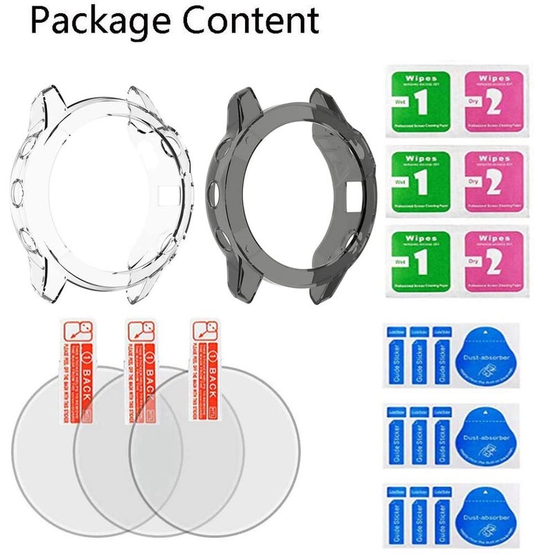 Watch Screen Protector (3+2 Pack) Compatible for Garmin Fenix 6 pro/Fenix 6,Tempered Glass Film Anti-Scratch High Definition Full Coverage and Soft TPU Protective Case, Transparent, D36MM - Image 5