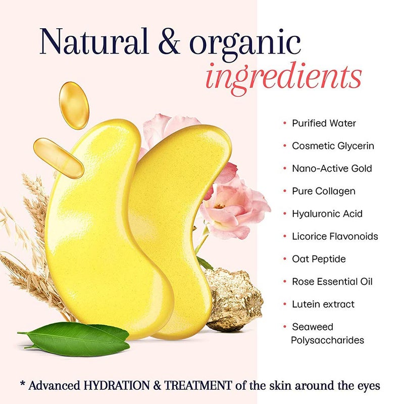Felico Under Eye Patches, 30 Pairs Gold Eye Mask, Eye Gel Pads With Collagen Treatment for Reducing Dark Circles, Lighten Wrinkles Anti-Aging Moisturizing, Fine Lines Eye Bags Puffiness for Women Men - Image 3