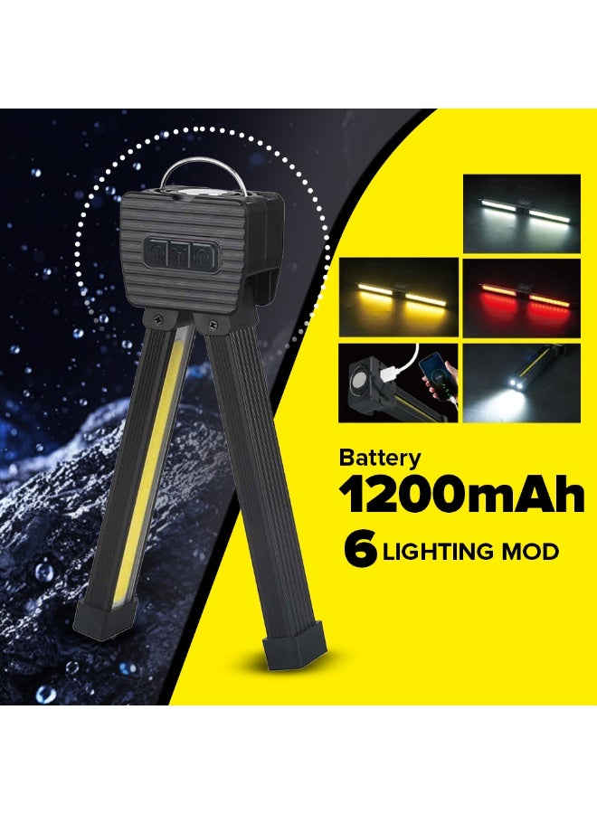 تي بي إٍس ديزاين مصباح طوارئ مغناطيسي LED من تصميم TBS | مصباح عمل قابل للطي بزاوية 180 درجة | 7 مستويات إضاءة قابلة للتعديل | مقاوم للماء بمعيار IPX6 | قابل لإعادة الشحن عبر منفذ USB | مناسب لانقطاع التيار الكهربائي، والتخييم، والاستخدام المنزلي والسيارة (أسود) - Image 3