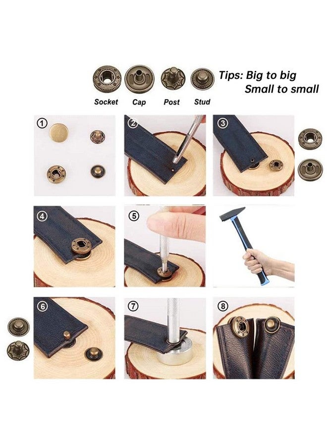 MSDADA 132 Sets Leather Snap Fasteners Kit Msdada 12.5 Mm Metal Button Snaps Press Studs With 4Pcs Fixing Tools Sewing Snaps For Clothes Leather Craft Bracelets Jeans Wears Jackets Bags Belt  - Image 3