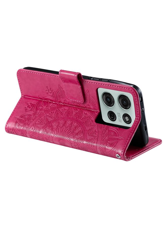 S-TOP Case For Motorola Moto G75 5G Totem Flower Embossed Leather Phone Case with Lanyard - Image 4