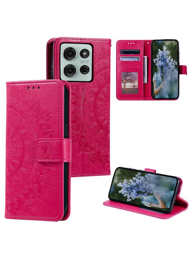 S-TOP Case For Motorola Moto G75 5G Totem Flower Embossed Leather Phone Case with Lanyard - Image 1