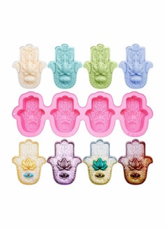 Excefore Silicone Soap Molds, 4 Cavities Hand of Fatima Silicone Molds Lotus in The Palm Soap Mold  - Image 1