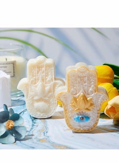 Excefore Silicone Soap Molds, 4 Cavities Hand of Fatima Silicone Molds Lotus in The Palm Soap Mold  - Image 5