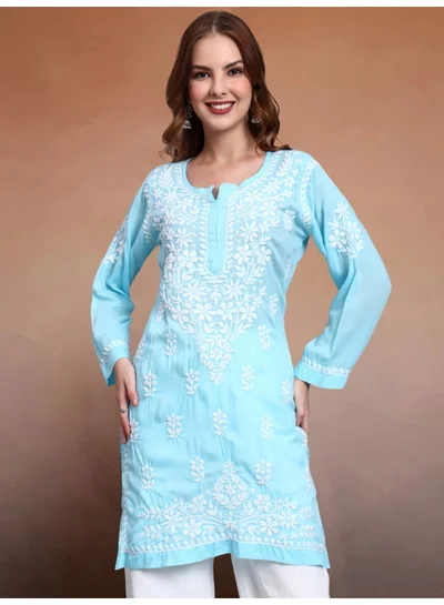 Alaya Women Hand Embroidered Chikankari Modal Kurti -AL3702