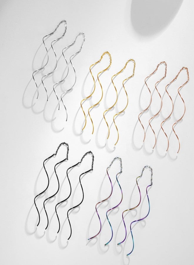 FLYUN Chain Earrings For Women Dangling Spiral Threader Earring Drop，Suitable For Gift Giving, Perfect For Your Birthday Party, Christmas, Gift Giving. (Chain Spiral,RAINBOW) - Image 4