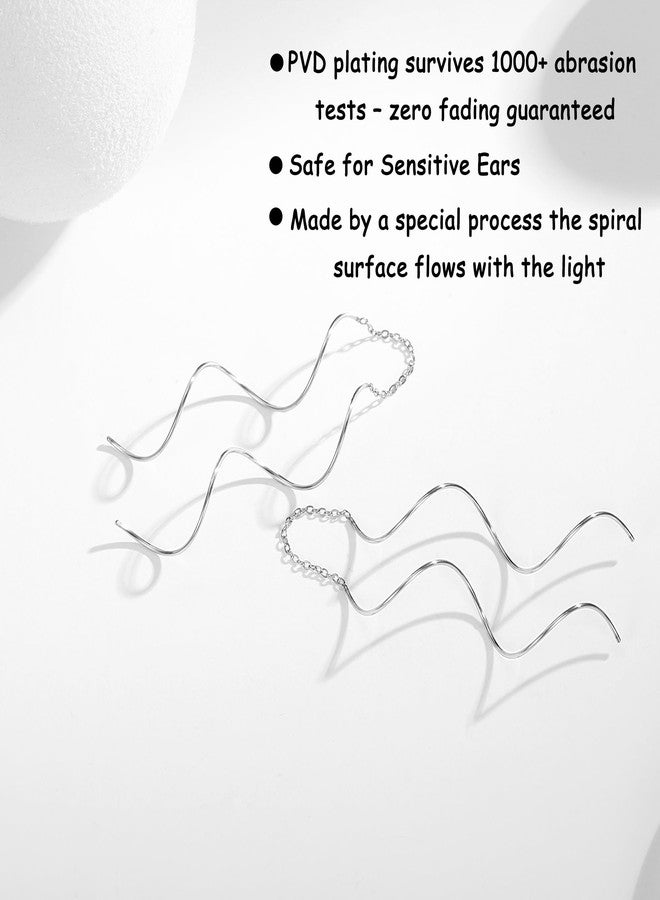 FLYUN Chain Earrings For Women Dangling Spiral Threader Earring Drop，Suitable For Gift Giving, Perfect For Your Birthday Party, Christmas, Gift Giving. (Chain Spiral,RAINBOW) - Image 3