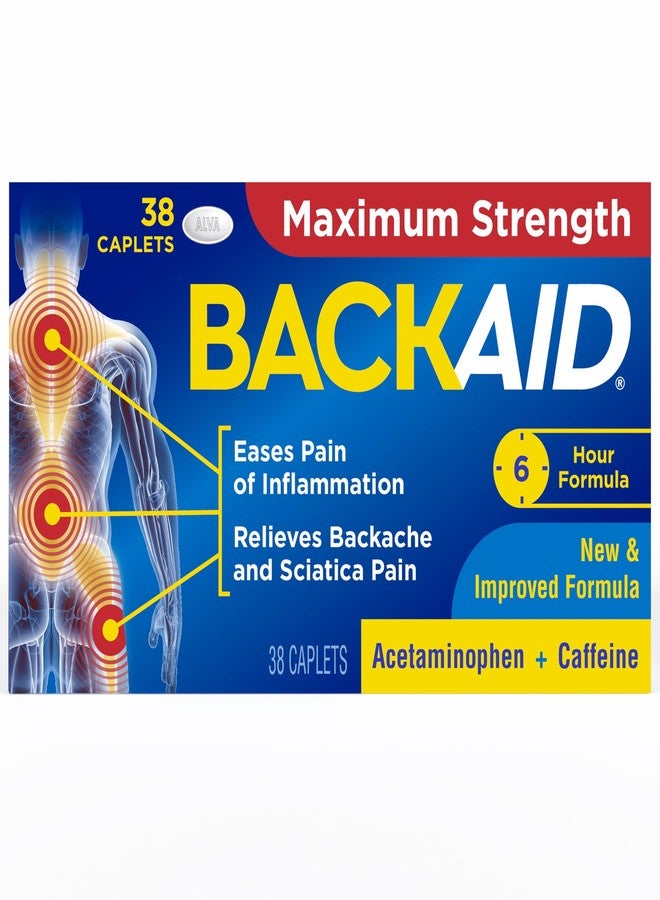 Backaid Maximum Strength Aspirin-Free Pain Relief from Backache, Sciatica and Leg Pain, Powerful Combination, Long-Lasting 6 Hour Formula, 38 Count - Image 1