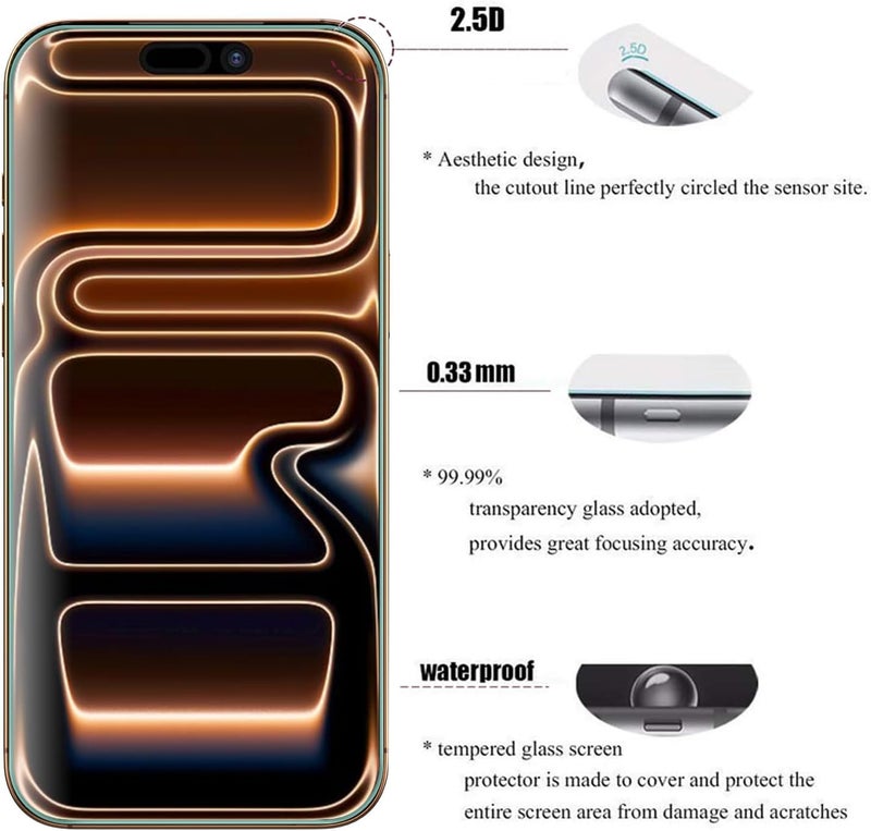 FabeKee 2 Pack Designed for iPhone 17 Pro Max, iPhone 16 Pro Max Screen Protector (6.9 inches), Enhanced Tempered Glass Protection with easy installation tool included,Case Friendly Ultra Resistant - Image 3