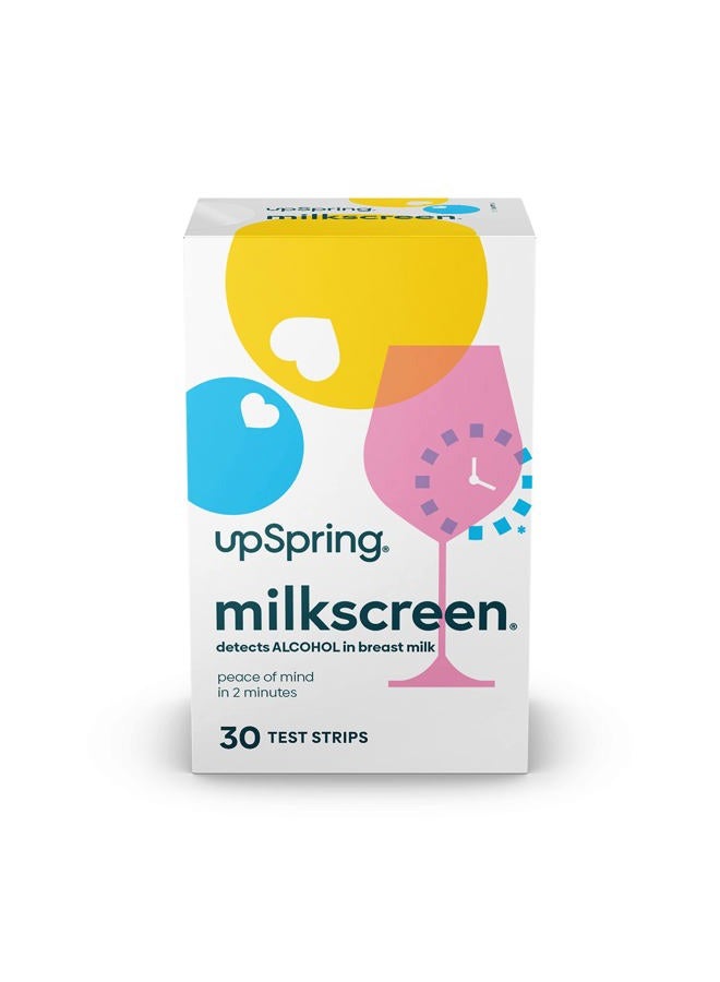 UpSpring شرائط اختبار ميلك سكرين لاكتشاف الكحول في حليب الثدي - اختبار منزلي للأمهات المرضعات، اختبار بسيط للكحول في حليب الثدي مع نتائج دقيقة في 2 دقيقة، 30 شريط اختبار... - Image 1