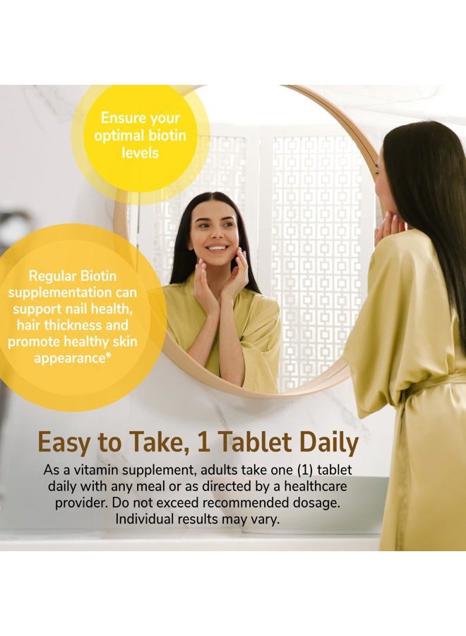 21st Century أقراص البيوتين 10,000 ميكروغرام (360 حبة)، مكمل البيوتين عالي الفعالية، يدعم صحة الشعر والبشرة والأظافر، خالي من الجلوتين والسكر، مكمل يومي من فيتامين B7، غير معدل وراثيًا - Image 5