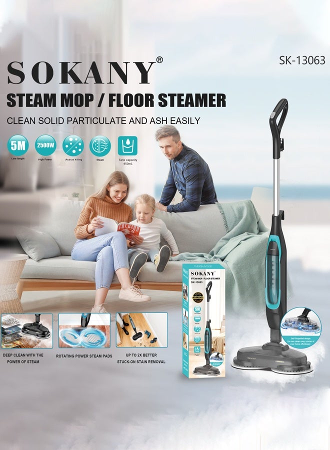 sokany Steam Mop with 2 Dirt Grip Pads, Lightweight Electric Mop, Safe for all Sealed Hard Floors like Tile, Hardwood, Stone, Laminate, Vinyl & More, Machine Washable, Removable Water Tank, SK-13063 - Image 2