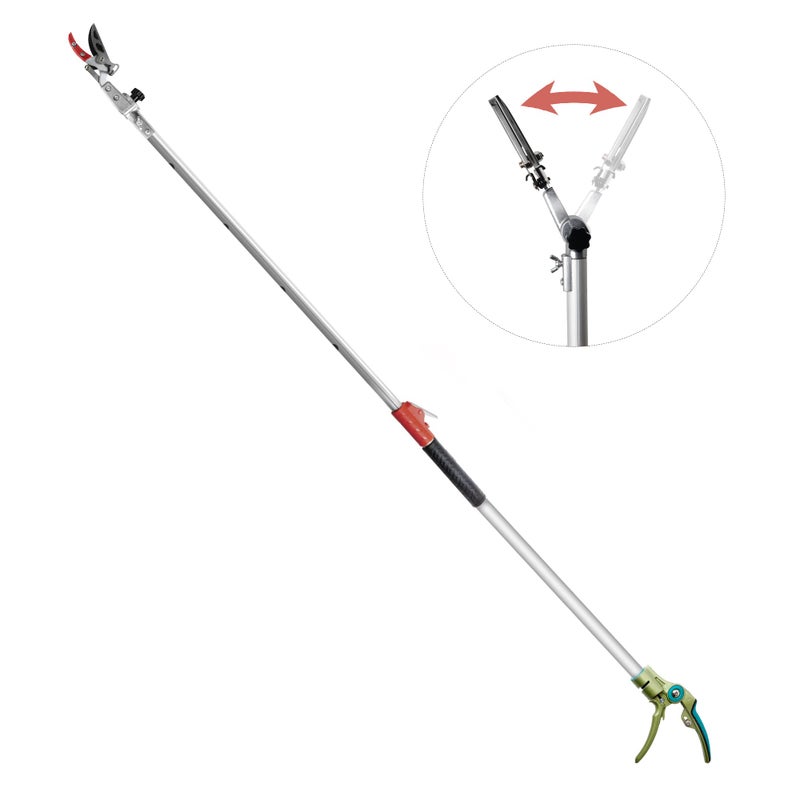 GARTOL Pruner for Garden, Cut Upto 1 Inch & Hold Telescopic Pole Pruner, Fruit Picker with Rotating Blade Head, Lightweight Aluminum Extendable Handle for Tree Branch Cutter, 3.67-5.45 FT, Silver - Image 1