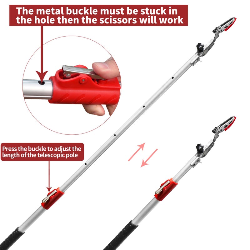 GARTOL Pruner for Garden, Cut Upto 1 Inch & Hold Telescopic Pole Pruner, Fruit Picker with Rotating Blade Head, Lightweight Aluminum Extendable Handle for Tree Branch Cutter, 3.67-5.45 FT, Silver - Image 3