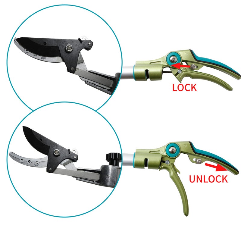 GARTOL Pruner for Garden, Cut Upto 1 Inch & Hold Telescopic Pole Pruner, Fruit Picker with Rotating Blade Head, Lightweight Aluminum Extendable Handle for Tree Branch Cutter, 3.67-5.45 FT, Silver - Image 5