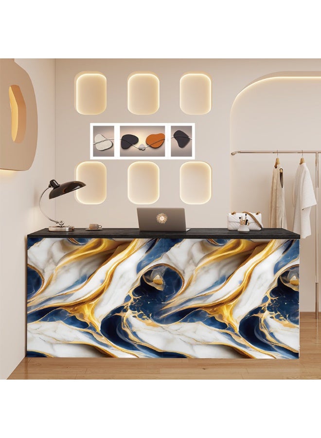 آنا لاصق مقاوم للزيت بتصميم رخام أزرق مزخرف بالذهب لتجديد المطبخ40*1000cm - Image 4