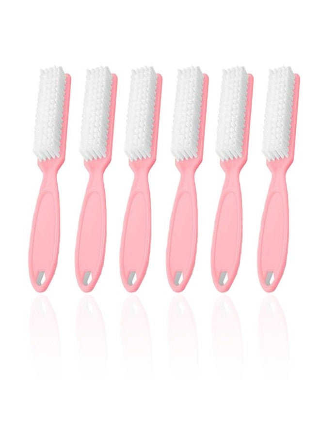 SQULIGT 6Pcs Nail Brush for Cleaning Fingernails, Handle Grip Cleaning Brush for Nail and Toenail, Nail Dust Brush Manicure Pedicure Tools Scrubbing Brush Women Men Home Salon(Pink) - Image 1