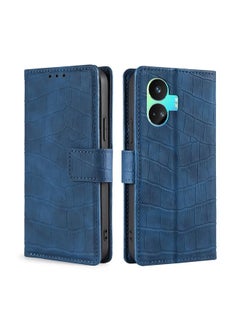 HuHa Case Cover For Realme GT Neo5 SE Skin Feel Crocodile Magnetic Clasp Leather Phone Case Blue 