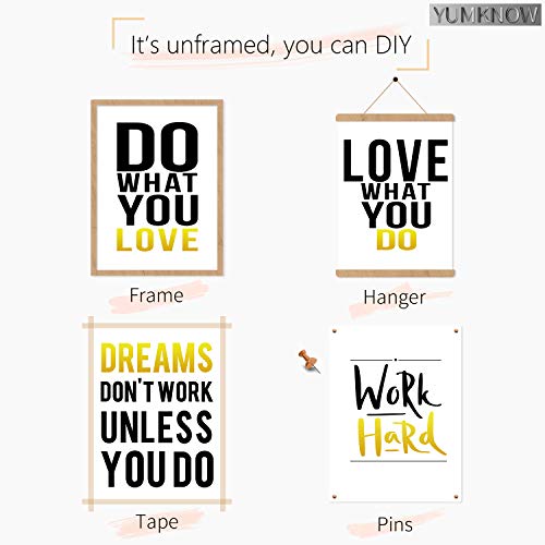 YUMKNOW Inspirational Wall Art for Bedroom - Motivational Posters for Office, Unframed Set of 4, 8x10, Positive Quotes for Teen Boy Girls Bedroom Bathroom, Pictures for Living Room Decor, Black Gold - Image 3