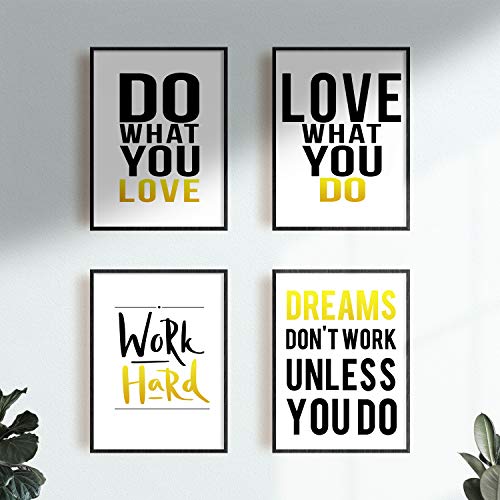 YUMKNOW Inspirational Wall Art for Bedroom - Motivational Posters for Office, Unframed Set of 4, 8x10, Positive Quotes for Teen Boy Girls Bedroom Bathroom, Pictures for Living Room Decor, Black Gold - Image 4
