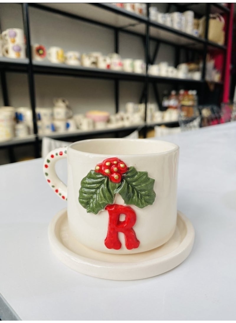 Knittingtr - Kokina Gift New Year Ceramic Coffee Cup with Letter R - Image 1