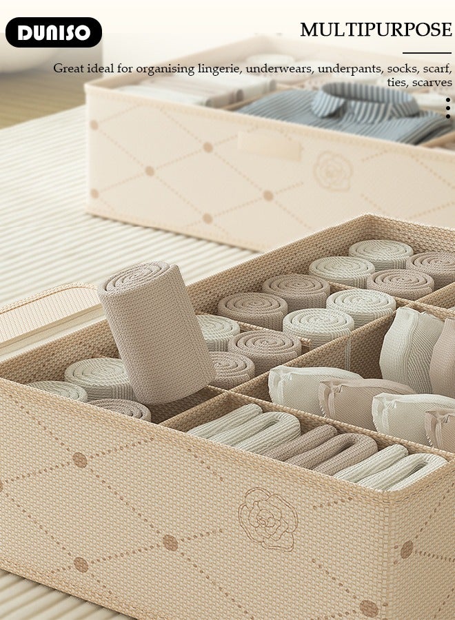 DUNISO Clothes Underwear Drawer Organizer with Lid, Bra Closet Organizers, Foldable Underwear Storage Box, Fabric Divider Drawer Compartment Underwear Storage Bag for Clothing Underwear Bras Socks  - Image 3