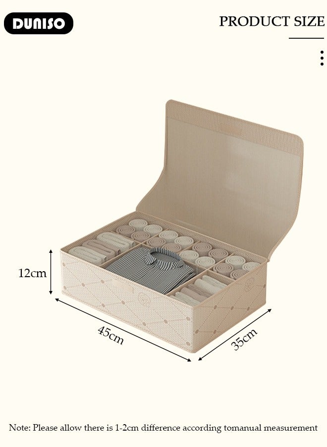 DUNISO Clothes Underwear Drawer Organizer with Lid, Bra Closet Organizers, Foldable Underwear Storage Box, Fabric Divider Drawer Compartment Underwear Storage Bag for Clothing Underwear Bras Socks  - Image 4