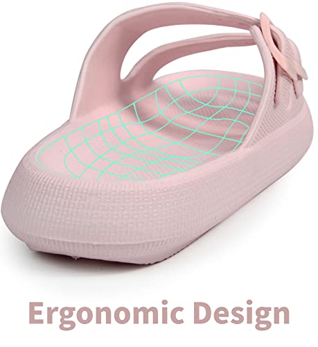 BenSorts Women Cushion Slides Foam Sandal 2 Buckle Adjustable Outdoor Female Pillow Slippers Slides Shower Shoes Slippers Light Pink Men Size 7 8 Women Size 8 9 - Image 5
